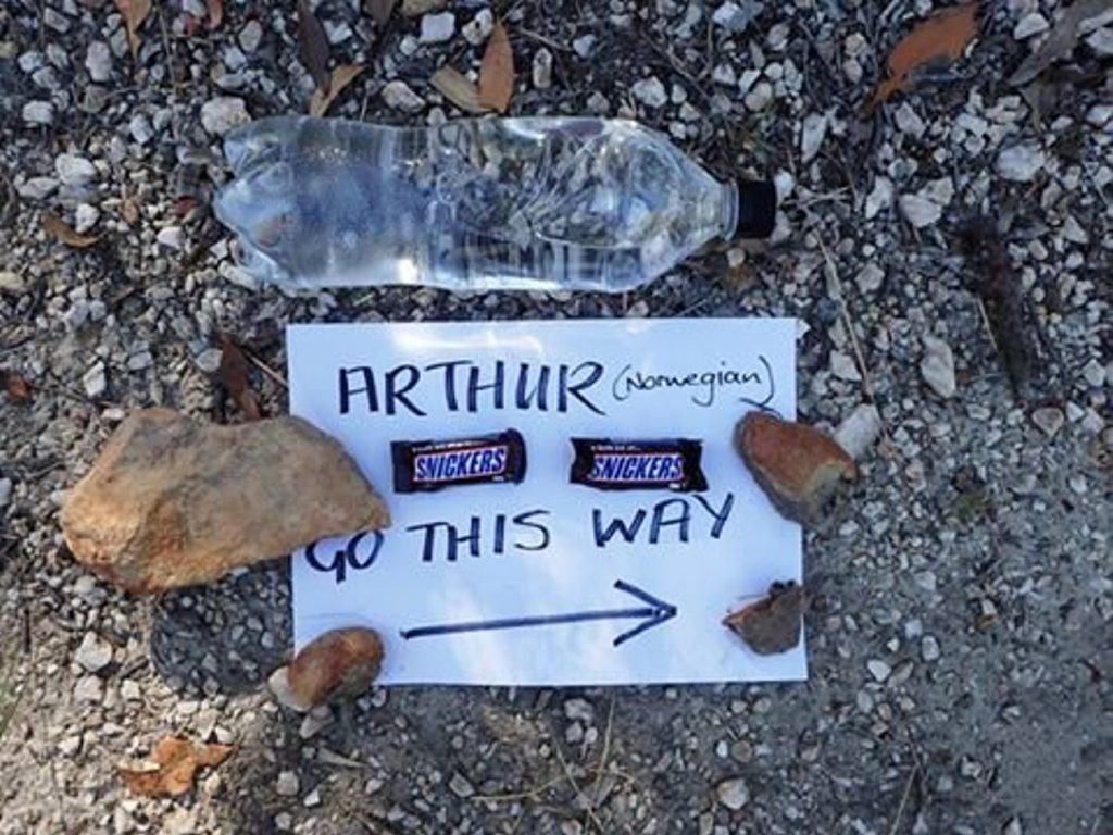 Residents on GKI left notes for a missing tourists yesterday. Photo: Contributed Residents on GKI left notes for a missing tourists yesterday. Photo: Contributed